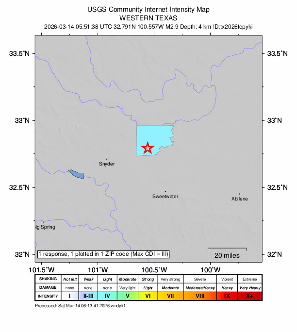 Did You Feel It? map: shaking reported by the public