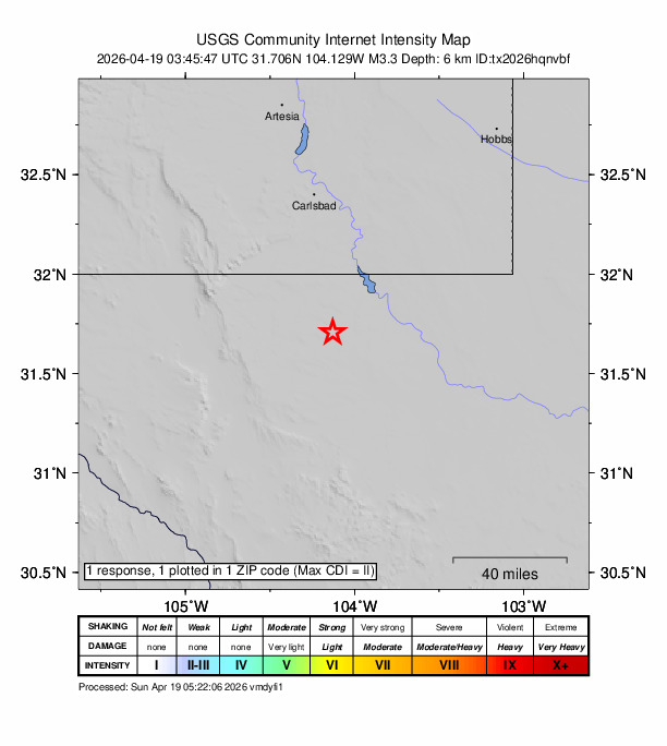Did You Feel It? map: shaking reported by the public