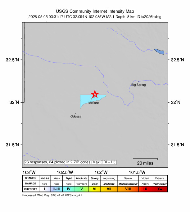 Did You Feel It? map: shaking reported by the public