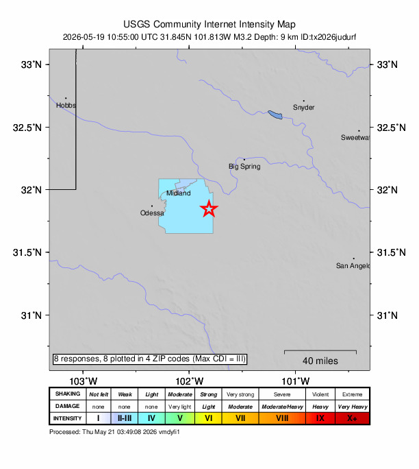 Did You Feel It? map: shaking reported by the public