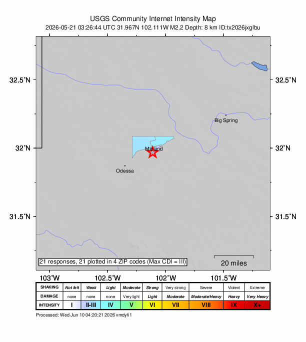 Did You Feel It? map: shaking reported by the public