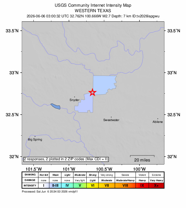 Did You Feel It? map: shaking reported by the public