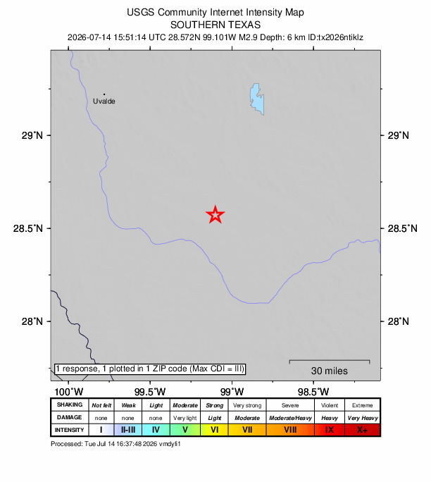 Did You Feel It? map: shaking reported by the public