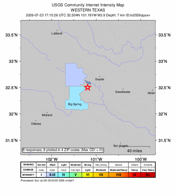 Did You Feel It? map: shaking reported by the public