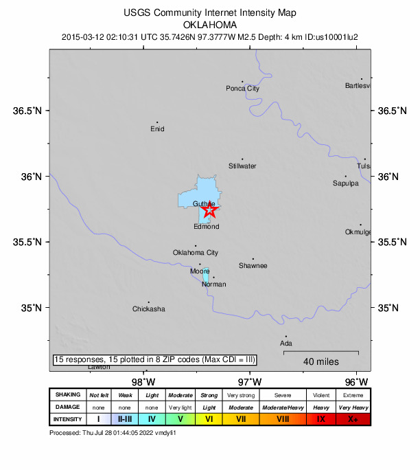 Did You Feel It? map: shaking reported by the public