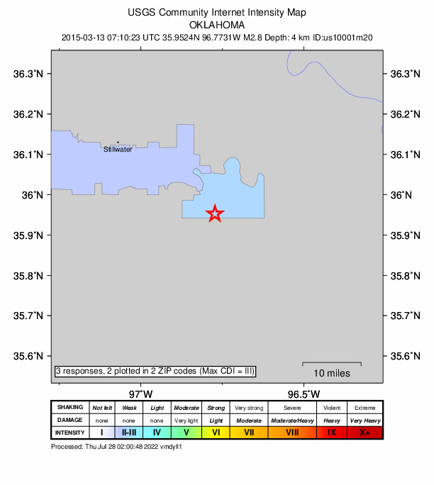 Did You Feel It? map: shaking reported by the public