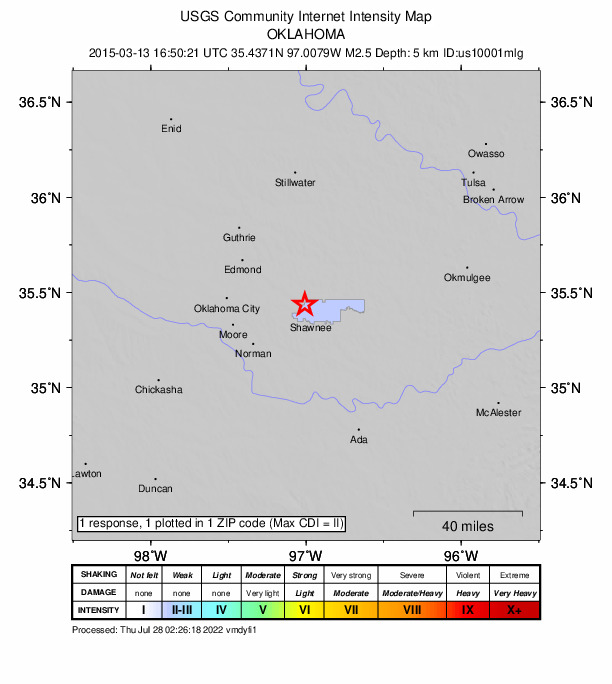 Did You Feel It? map: shaking reported by the public