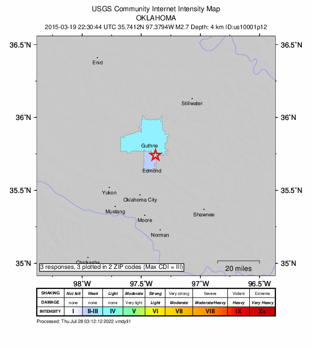 Did You Feel It? map: shaking reported by the public