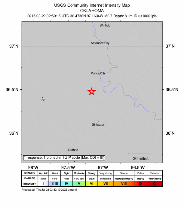Did You Feel It? map: shaking reported by the public