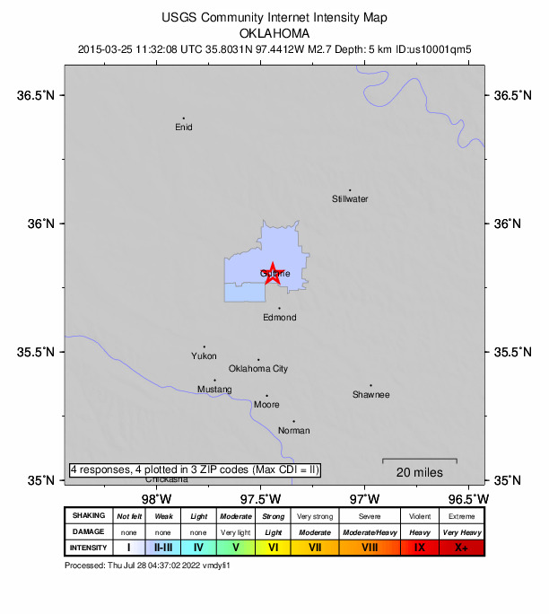 Did You Feel It? map: shaking reported by the public