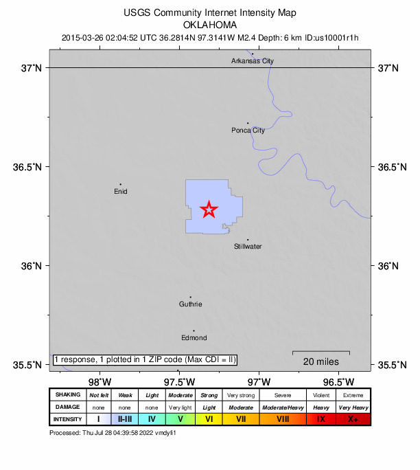Did You Feel It? map: shaking reported by the public