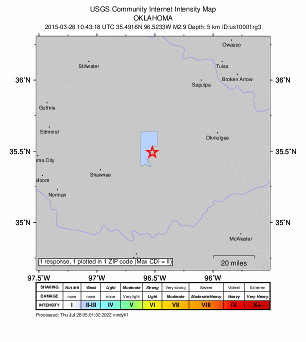 Did You Feel It? map: shaking reported by the public