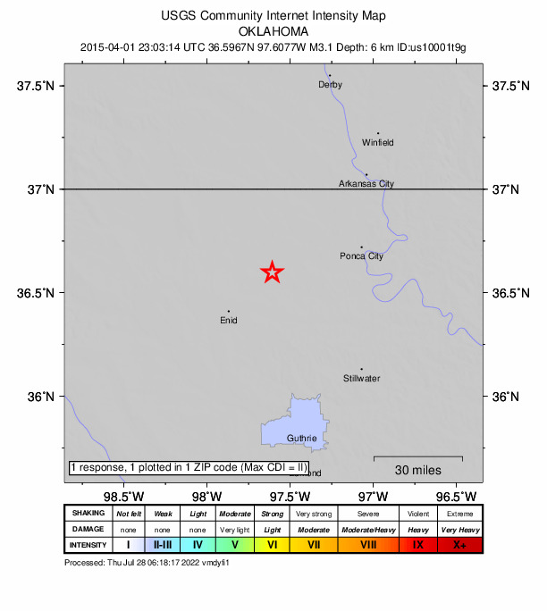 Did You Feel It? map: shaking reported by the public
