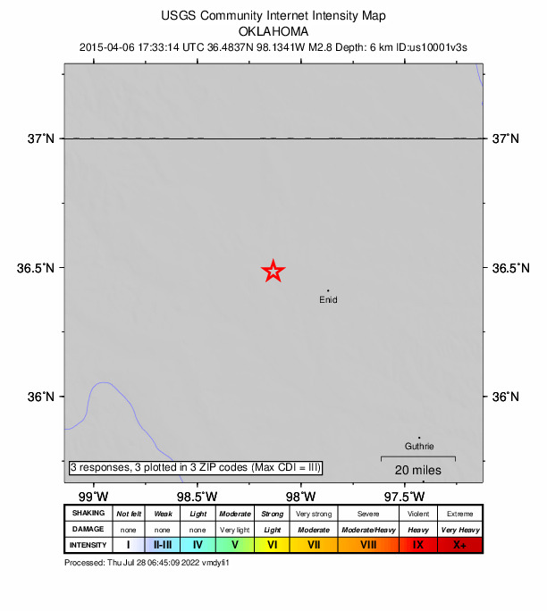 Did You Feel It? map: shaking reported by the public