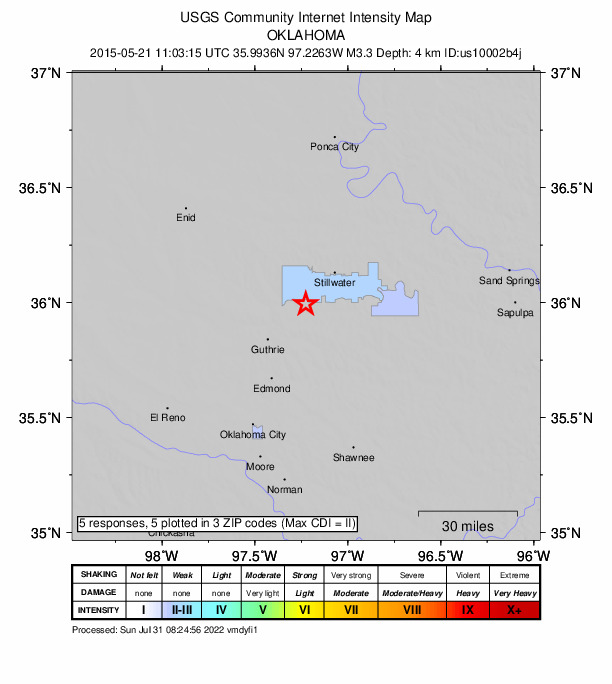 Did You Feel It? map: shaking reported by the public