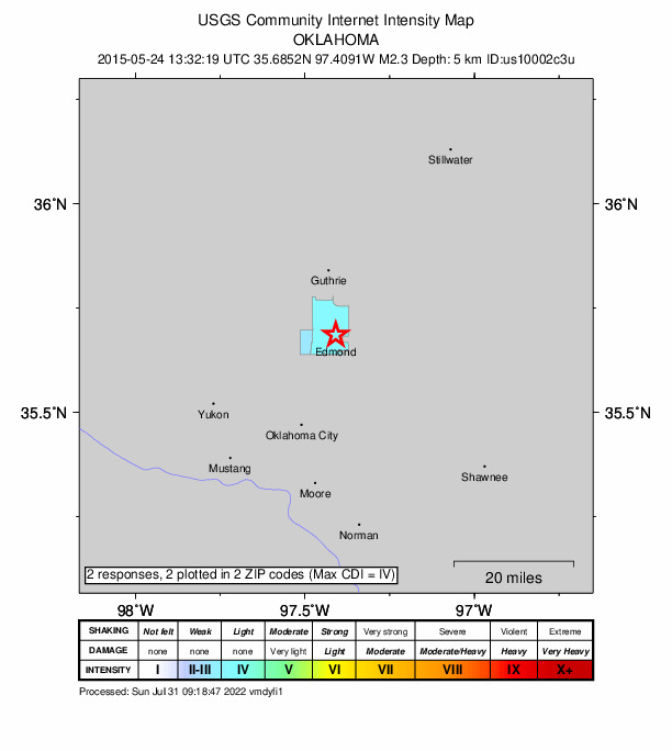 Did You Feel It? map: shaking reported by the public