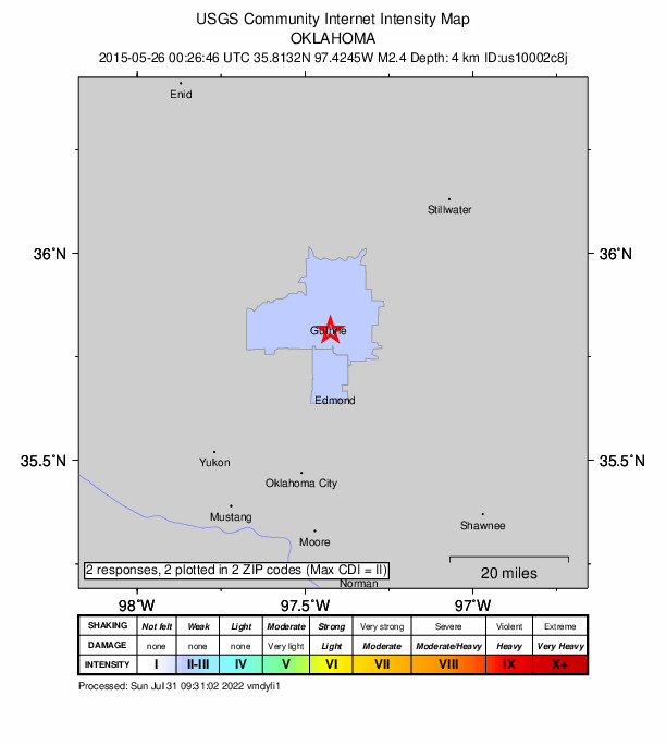 Did You Feel It? map: shaking reported by the public