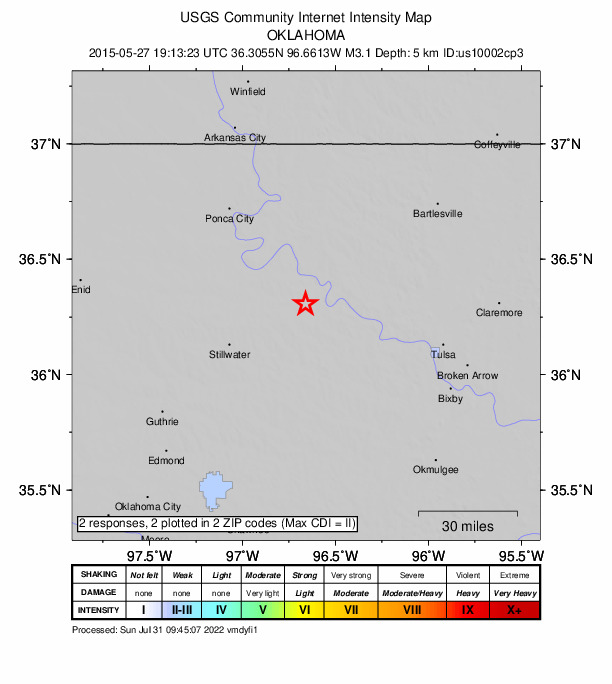 Did You Feel It? map: shaking reported by the public