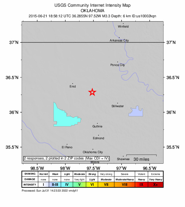 Did You Feel It? map: shaking reported by the public