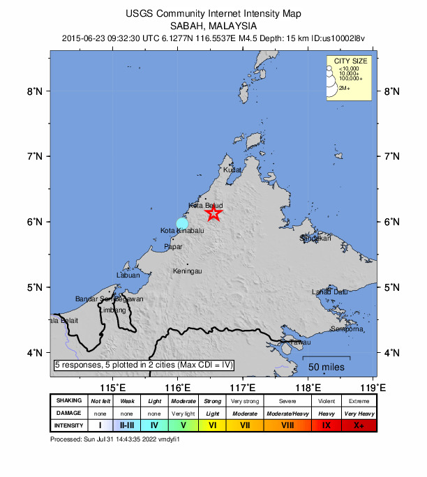 Did You Feel It? map: shaking reported by the public