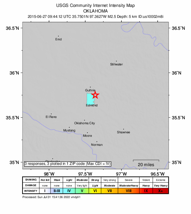 Did You Feel It? map: shaking reported by the public