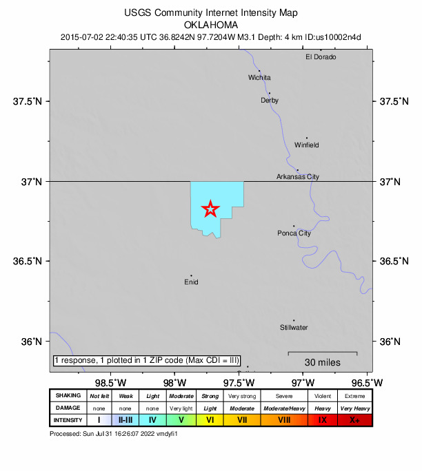 Did You Feel It? map: shaking reported by the public