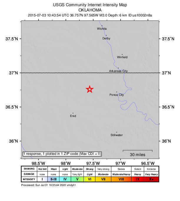 Did You Feel It? map: shaking reported by the public