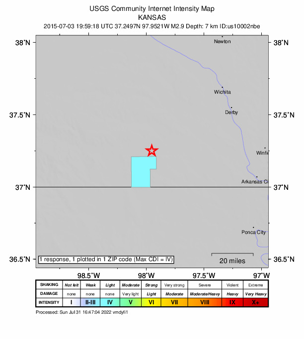 Did You Feel It? map: shaking reported by the public