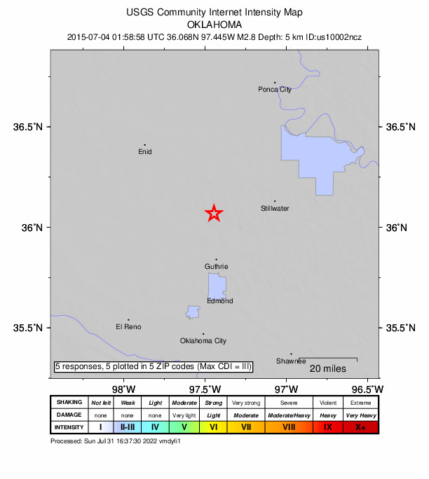 Did You Feel It? map: shaking reported by the public
