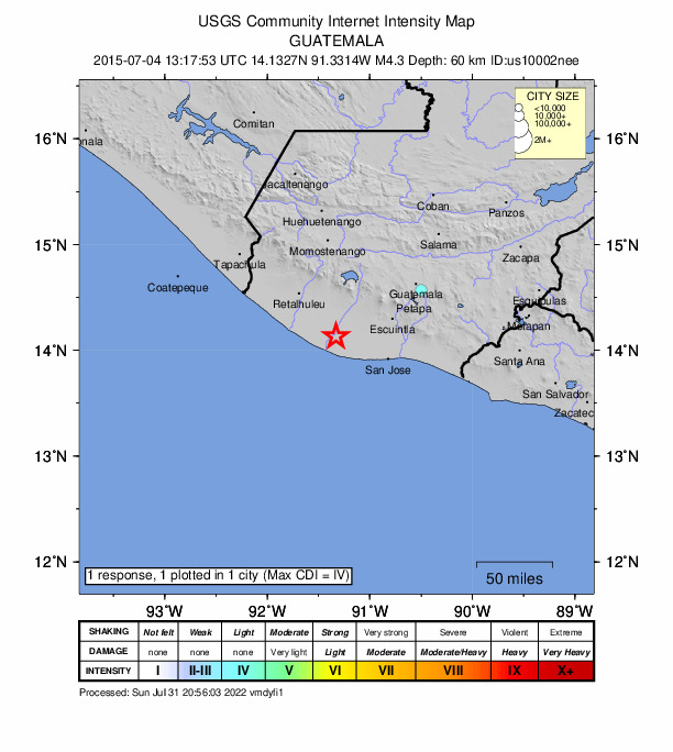 Did You Feel It? map: shaking reported by the public