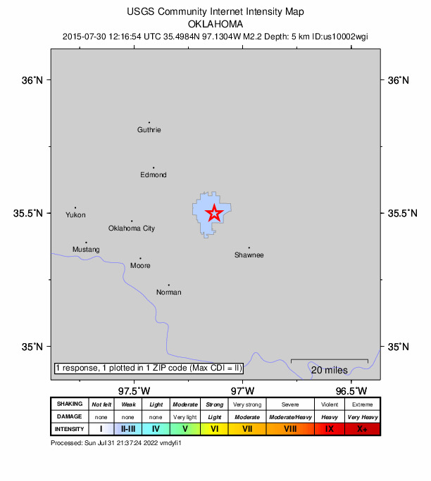 Did You Feel It? map: shaking reported by the public