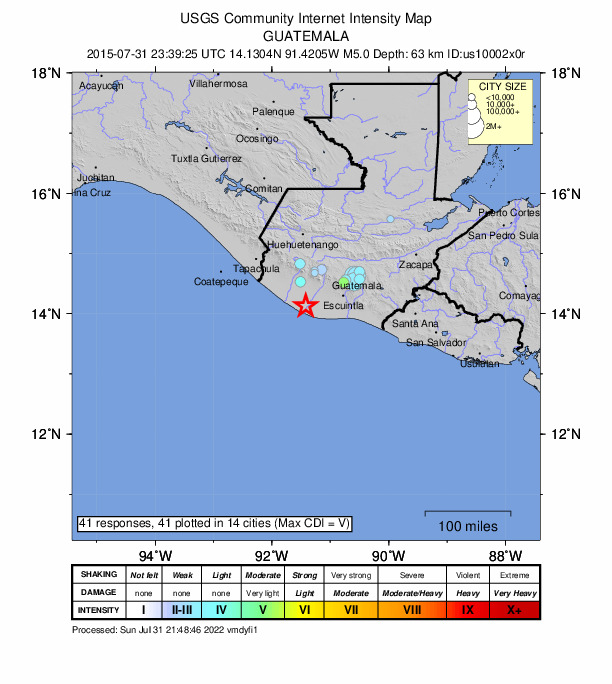 Did You Feel It? map: shaking reported by the public