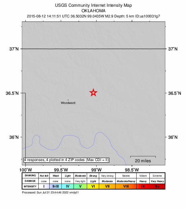Did You Feel It? map: shaking reported by the public