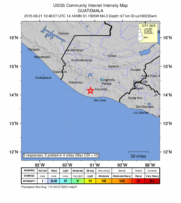 Did You Feel It? map: shaking reported by the public