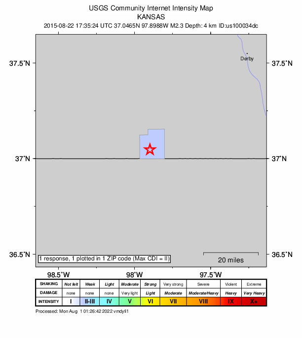 Did You Feel It? map: shaking reported by the public