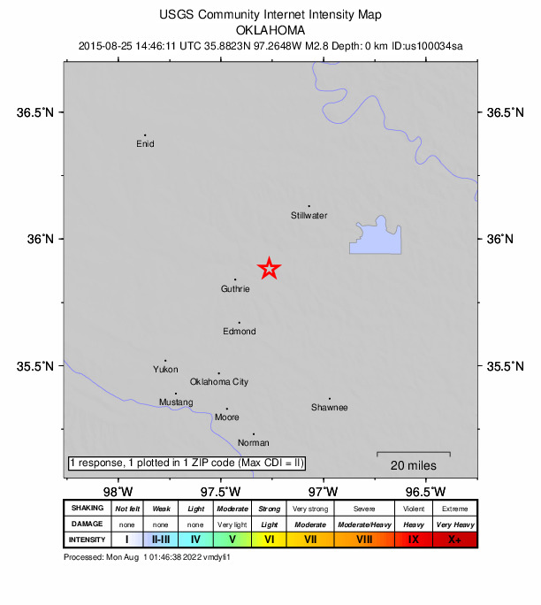 Did You Feel It? map: shaking reported by the public