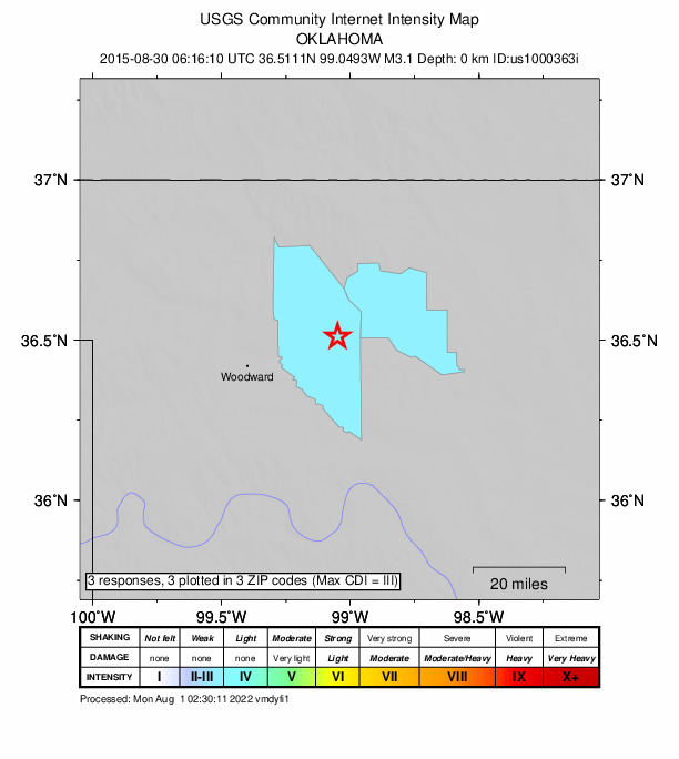 Did You Feel It? map: shaking reported by the public