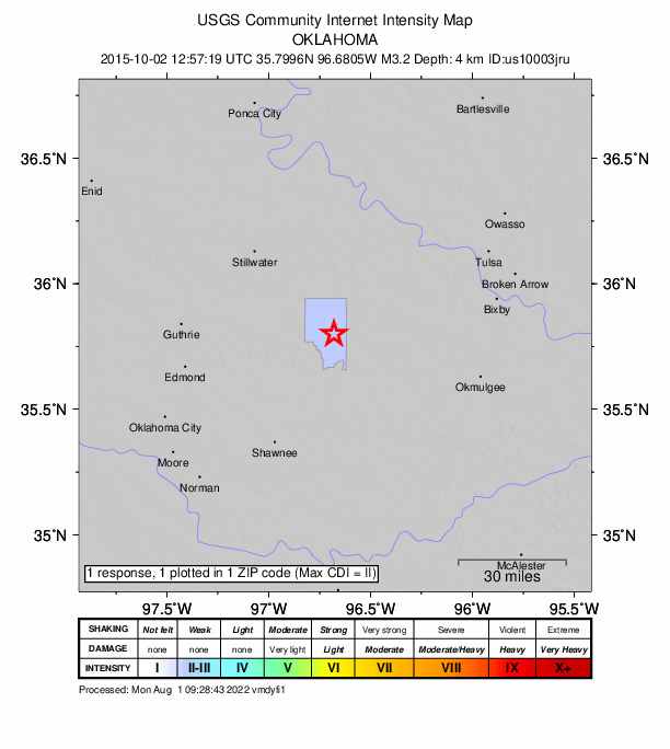 Did You Feel It? map: shaking reported by the public