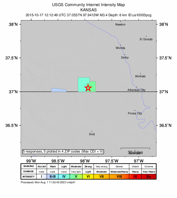 Did You Feel It? map: shaking reported by the public
