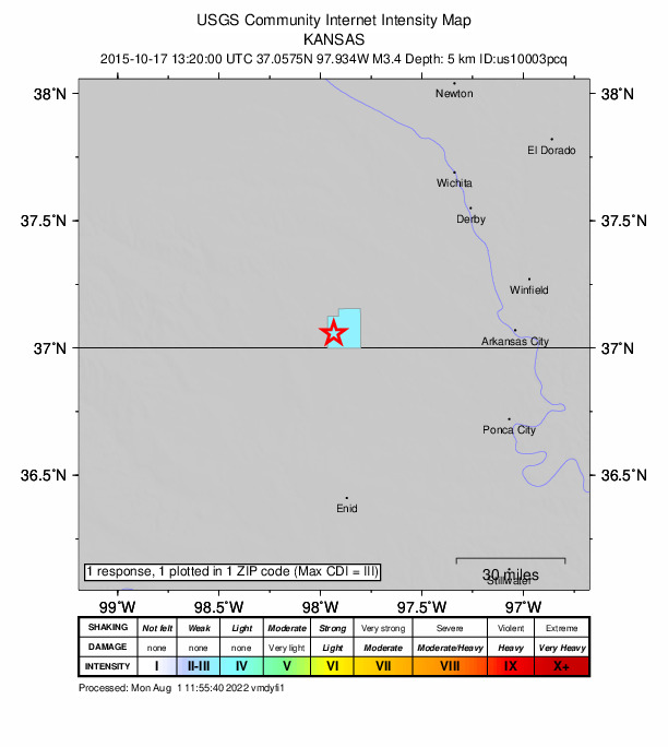 Did You Feel It? map: shaking reported by the public