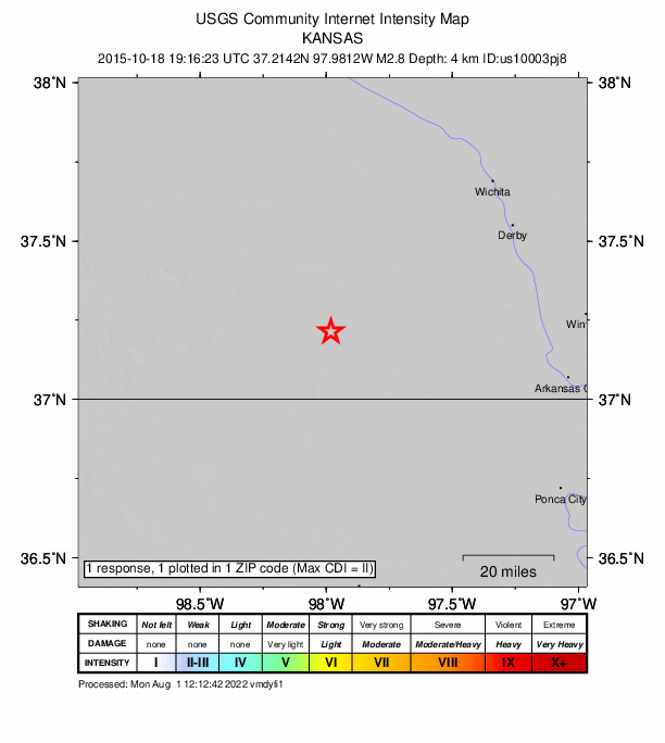 Did You Feel It? map: shaking reported by the public