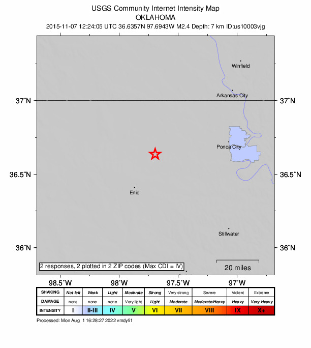 Did You Feel It? map: shaking reported by the public