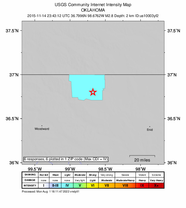 Did You Feel It? map: shaking reported by the public