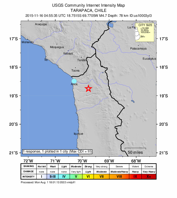 Did You Feel It? map: shaking reported by the public