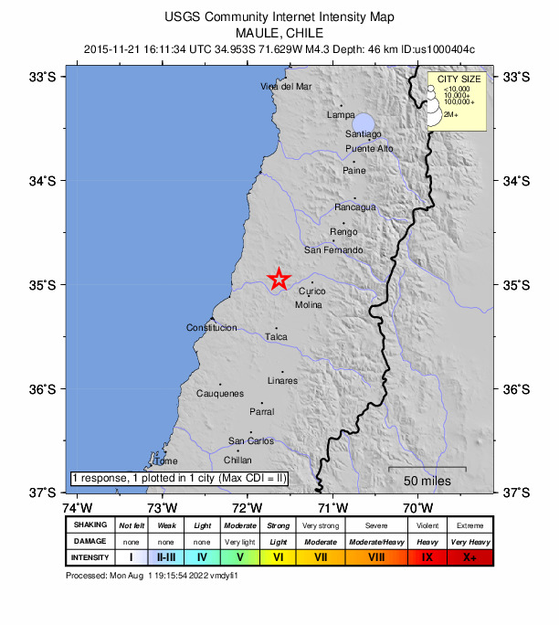 Did You Feel It? map: shaking reported by the public