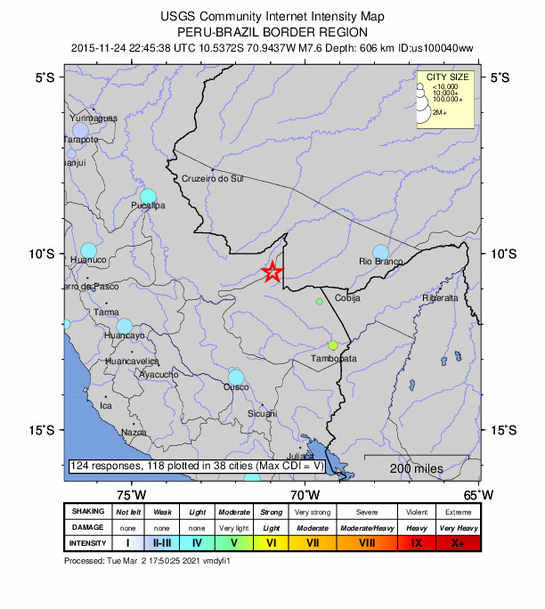 Did You Feel It? map: shaking reported by the public
