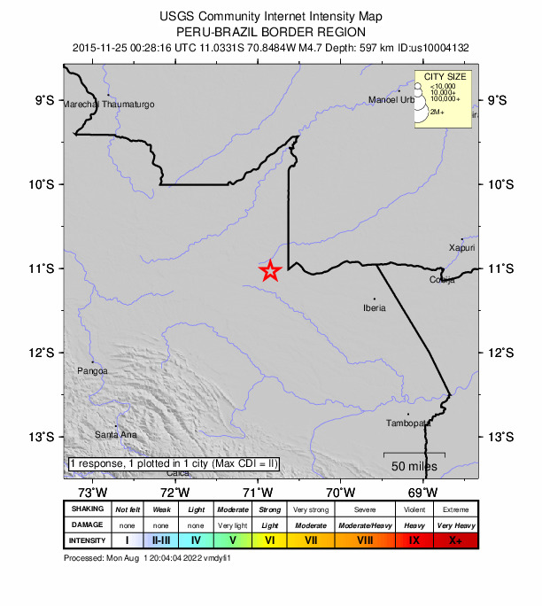Did You Feel It? map: shaking reported by the public