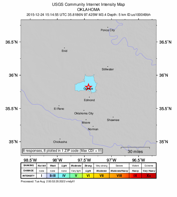 Did You Feel It? map: shaking reported by the public