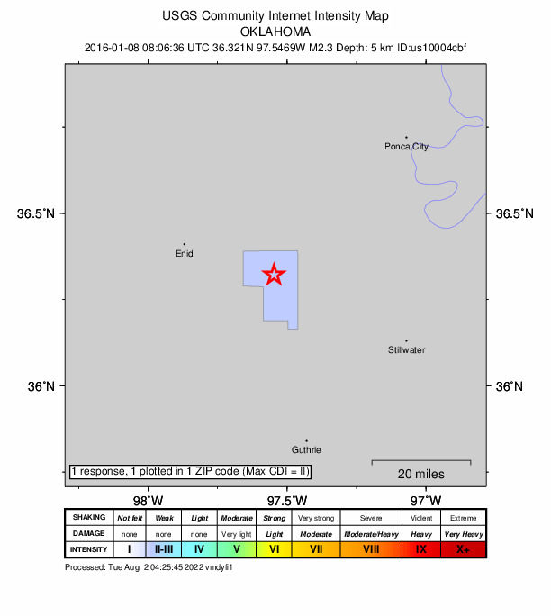 Did You Feel It? map: shaking reported by the public