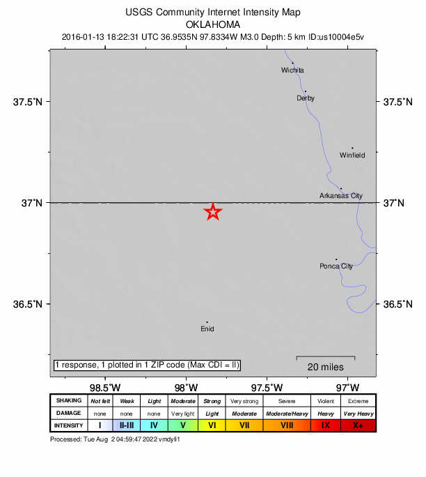 Did You Feel It? map: shaking reported by the public
